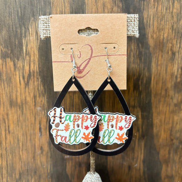 TPJ Happy Fall wood earrings