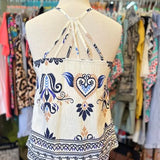 Blue Bohemian Spaghetti Strap Tank
