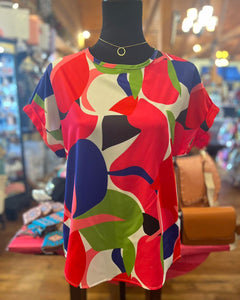 Pink Printed Quarter Sleeved Top