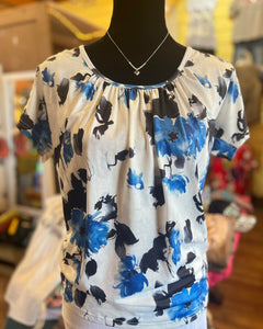 Blue Round Neck printed top