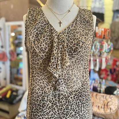 Brown Leopard Print Sleeveless Top