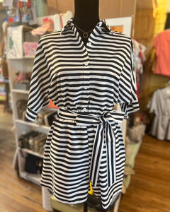 Black Striped Lapel Shorts Jumpsuit