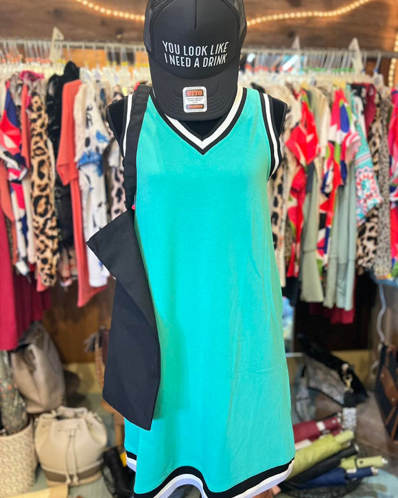 Mint Green Contrast Trim Dress