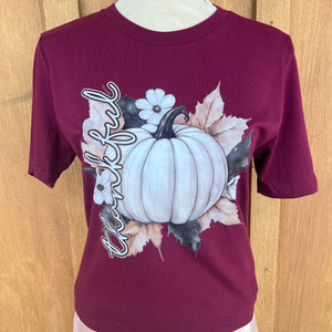 Pumpkin Thankful Maroon tshirt