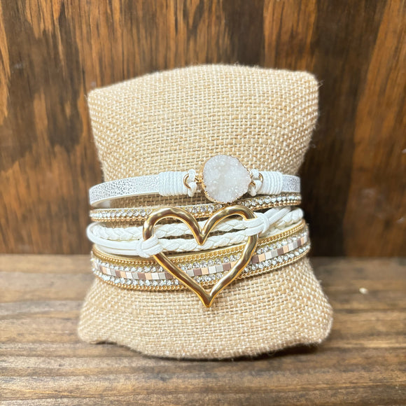 TPJ Crystal heart white magnetic bracelet