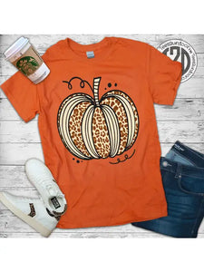 Sassy Leopard Pumpkin On Orange T-Shirt