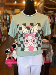 Retro Bunny dusty blue tshirt
