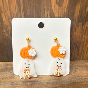 TPJ Ghost pumpkin earrings