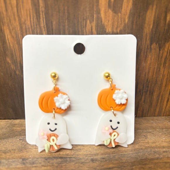 TPJ Ghost pumpkin earrings