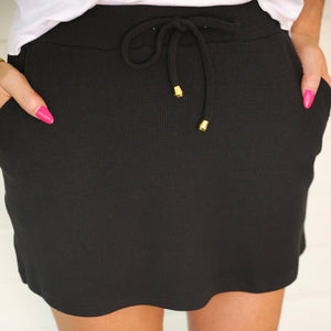 Ribbed Black Skort