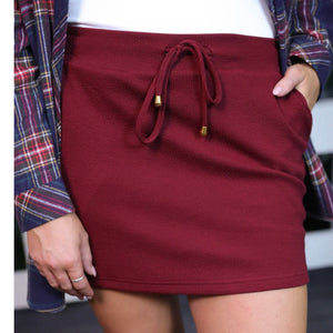 Ribbed Burgundy Skort