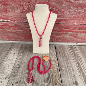 Red Bead and Crystal Necklace