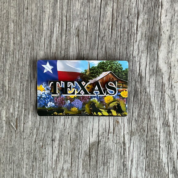 Texas barn & flowers magnet