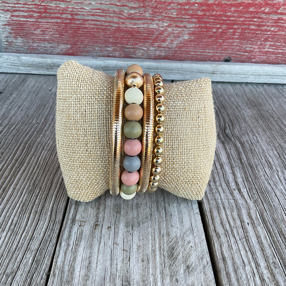 4 Strand multi bead stretch bracelet