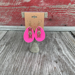 Hot pink Mom baseball earrings