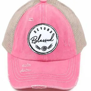 Pink "Blessed" Pony Cap